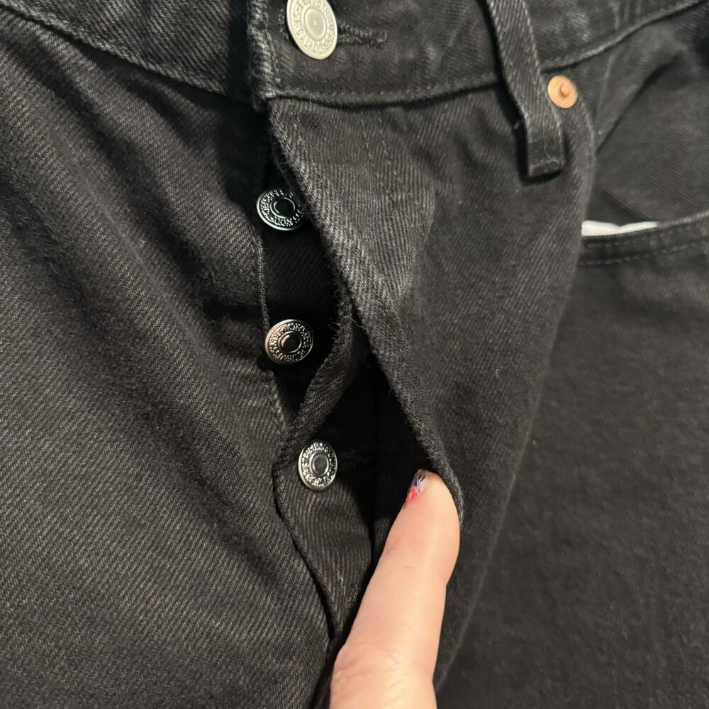 Levis 90s 501 Black Denim Jeans Button Fly Size 31 - Picture 3 of 8